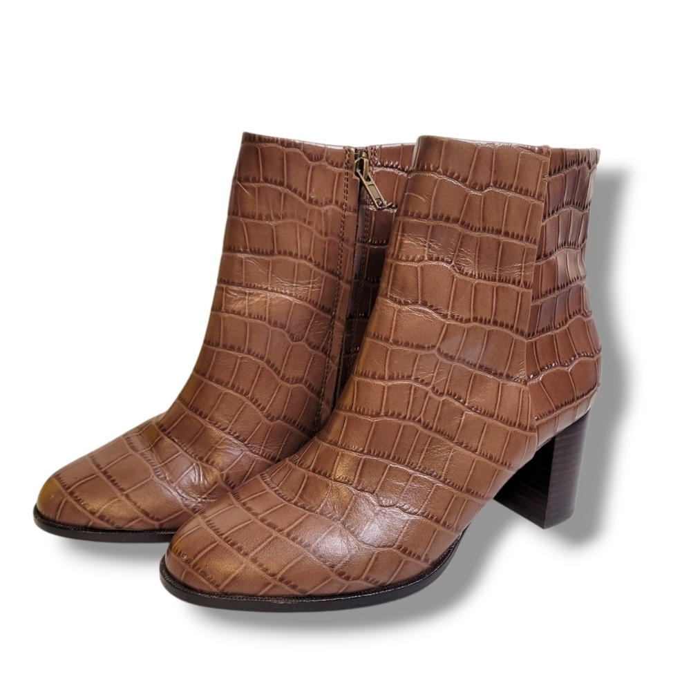Madewell The Mira Side-Seam Ankle Boot in Croc Embossed Leather Size 10 - Picture 10 of 10